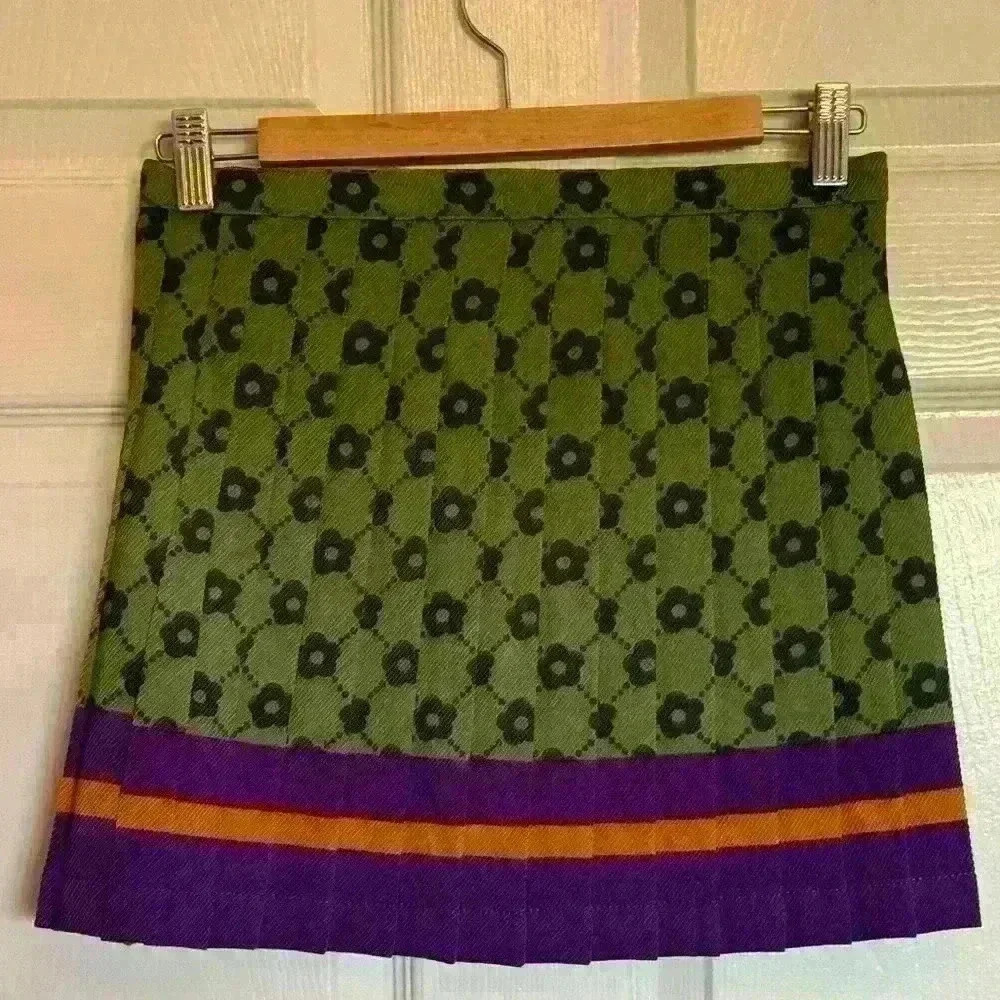 Urban Outfitters Pleated Dark Academia Novelty Scarf Print Funky Y2K Skirt Med - Picture 5 of 11